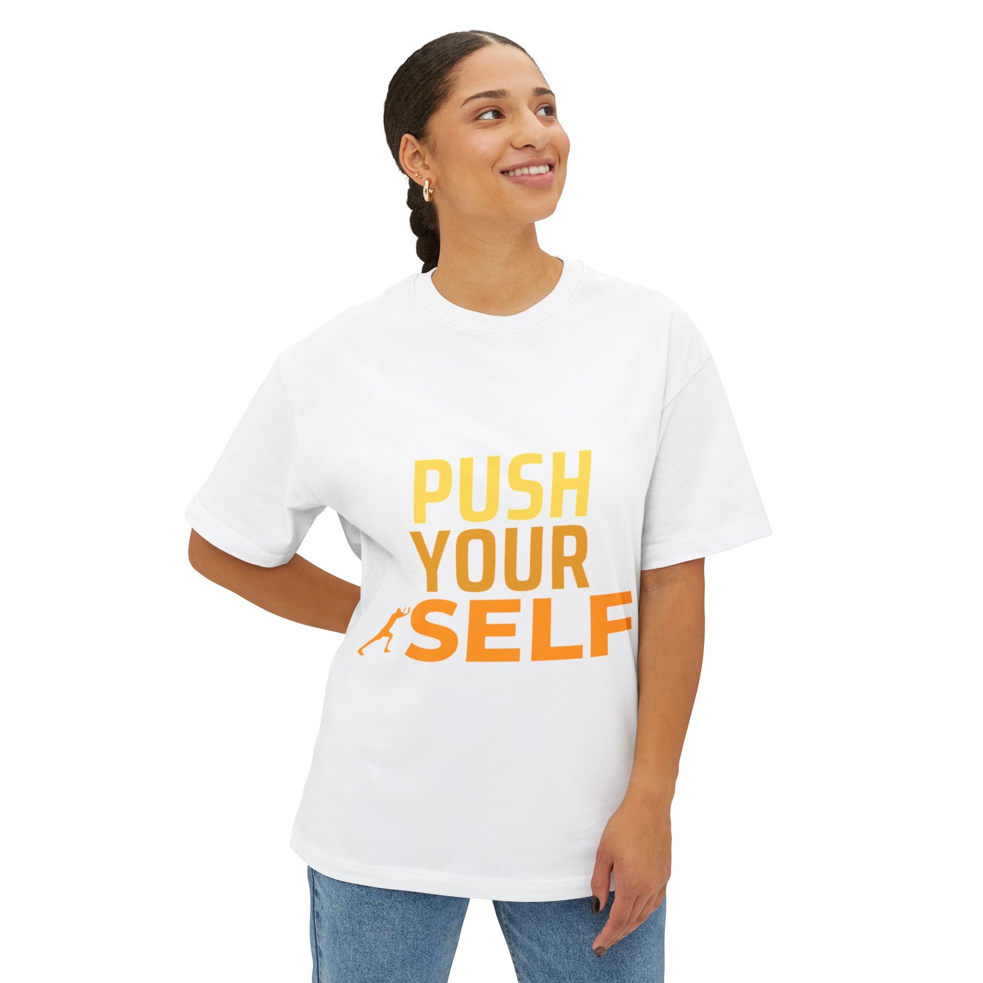 Motivational Boxy Tee, Oversized Unisex Shirt, Fitness Apparel, Gym Wear, Workout Gift, Positive Quote Tee